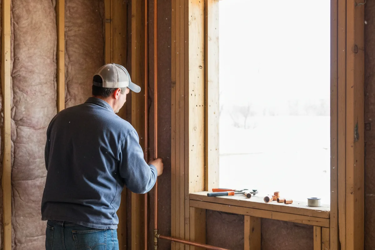 Licensed plumber running new copper supply lines in a Lavon home