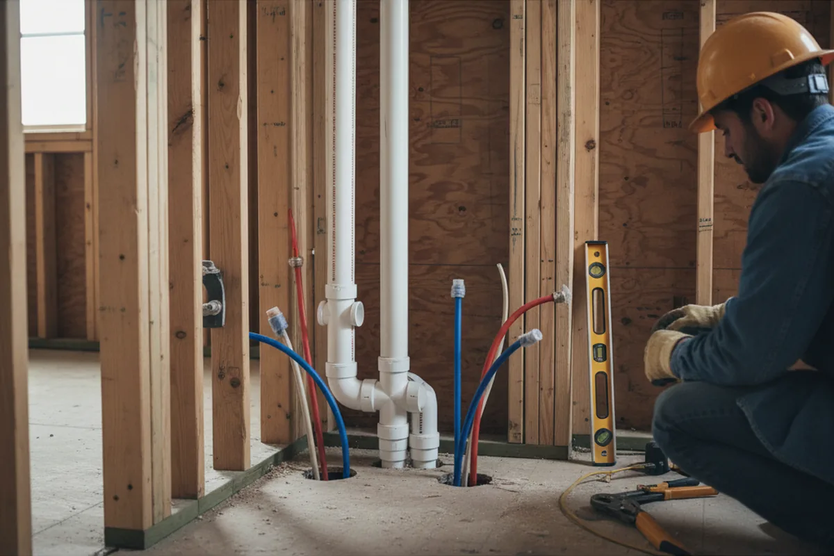 Drain and supply rough-in during Drain Cleaning in Lavon