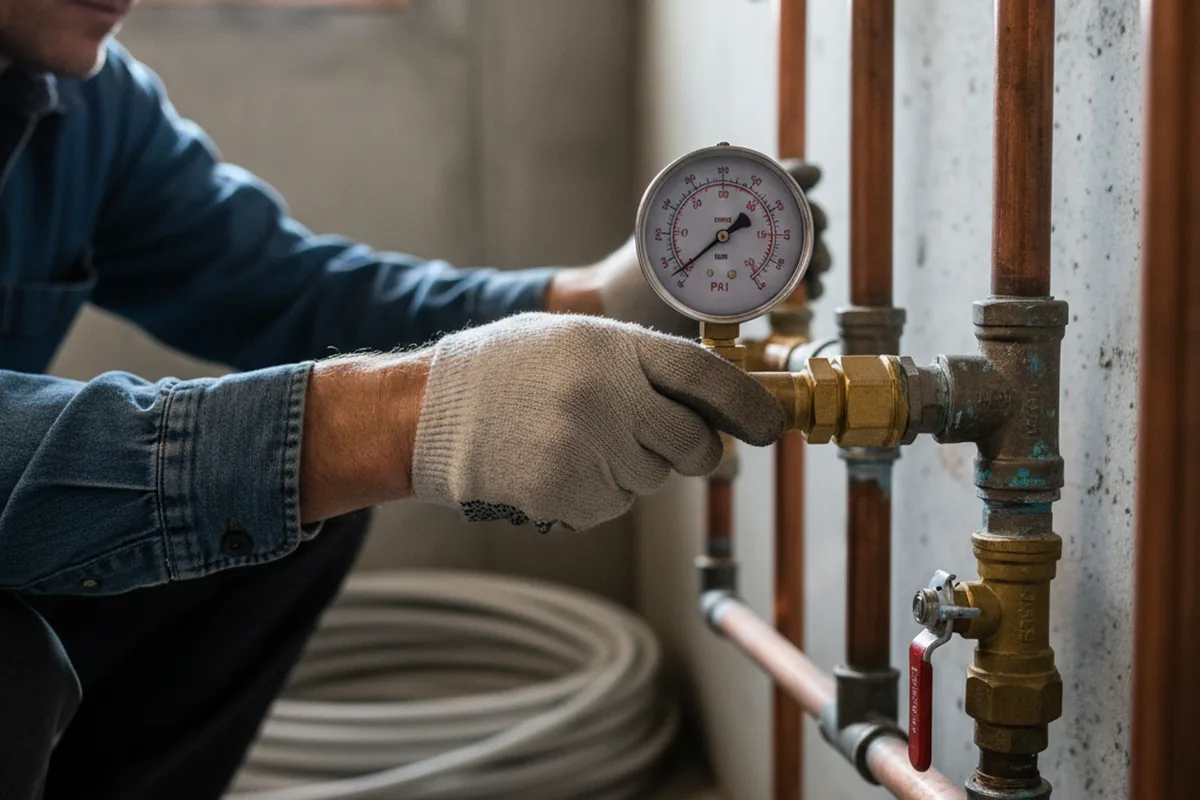 Pressure testing a repaired line during Water Line Repair in Lavon